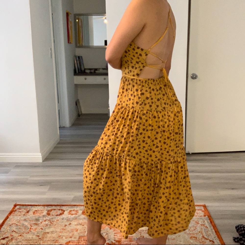 Yellow midi dress with straps